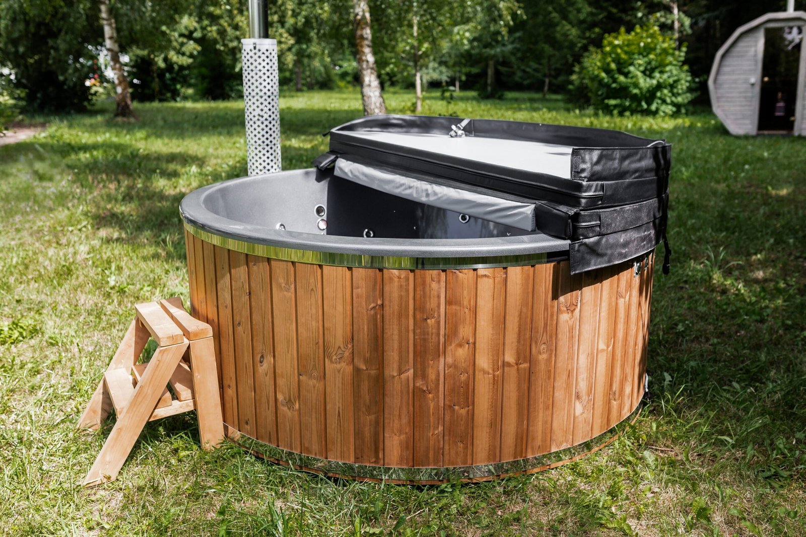 Fiberglass round hot tub (external heater) – Thermo wood - 13