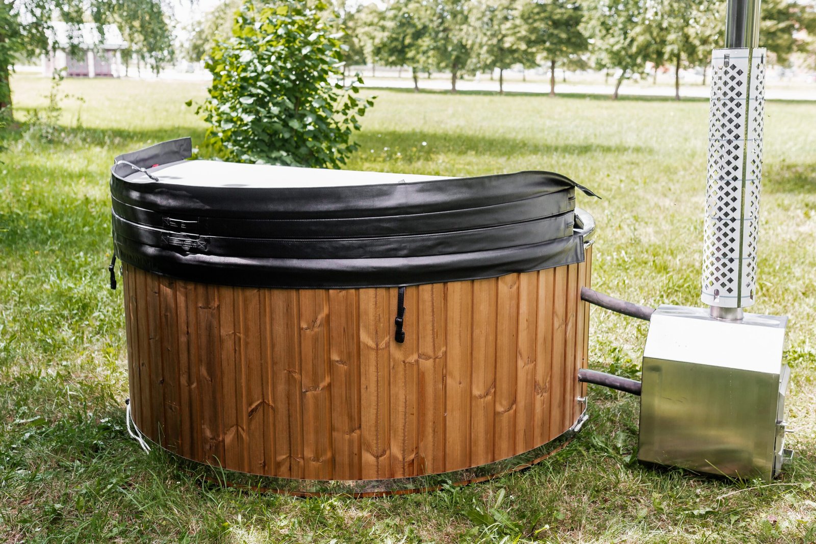 Fiberglass round hot tub (external heater) – Thermo wood - 14