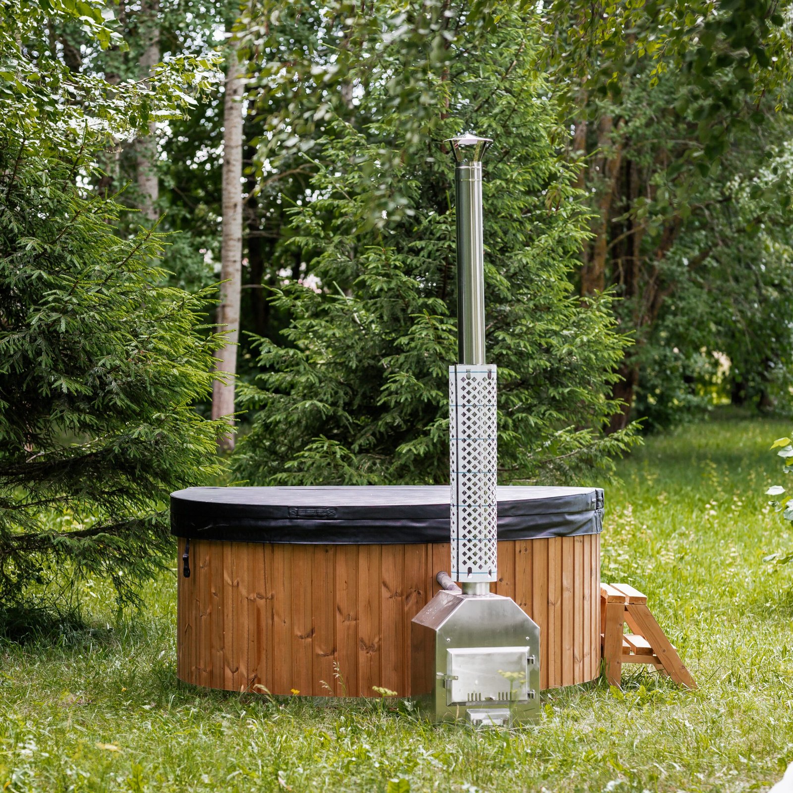 Fiberglass round hot tub (external heater) – Thermo wood - 4