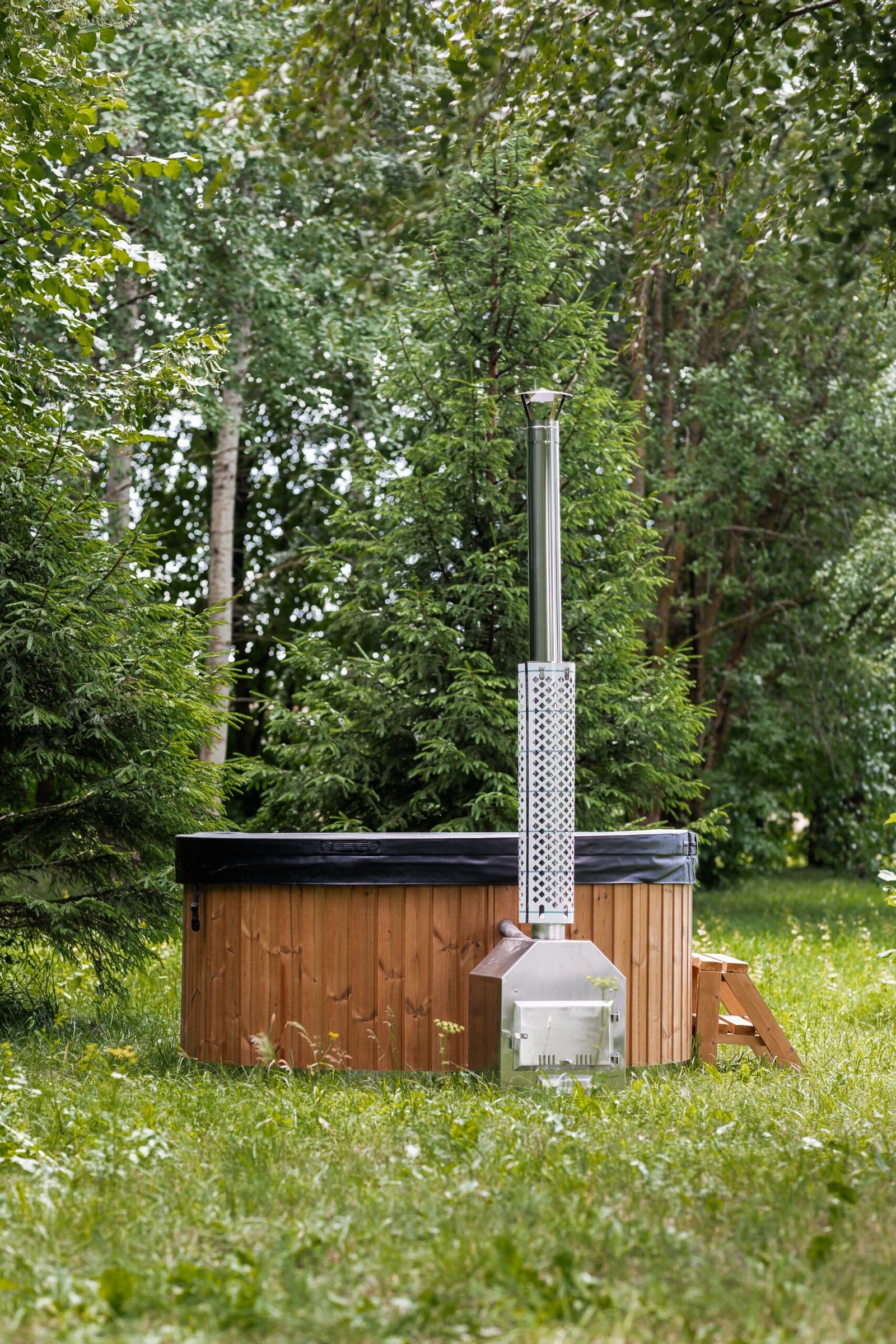 Fiberglass round hot tub (external heater) – Thermo wood - 5