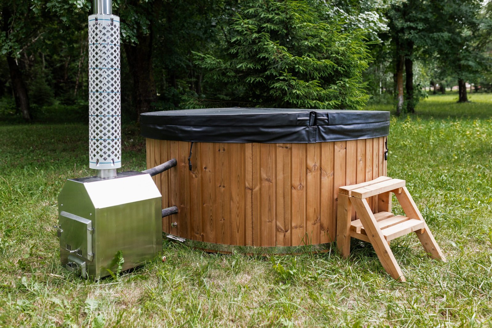 Fiberglass round hot tub (external heater) – Thermo wood - 6