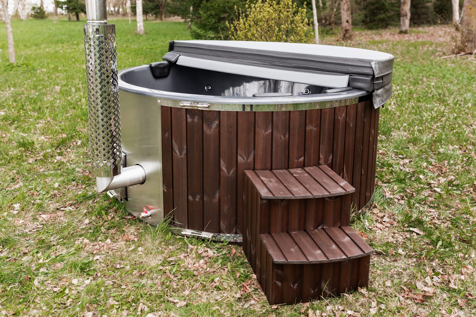Fiberglass round hot tub (integrated heater) – Thermo wood - 12