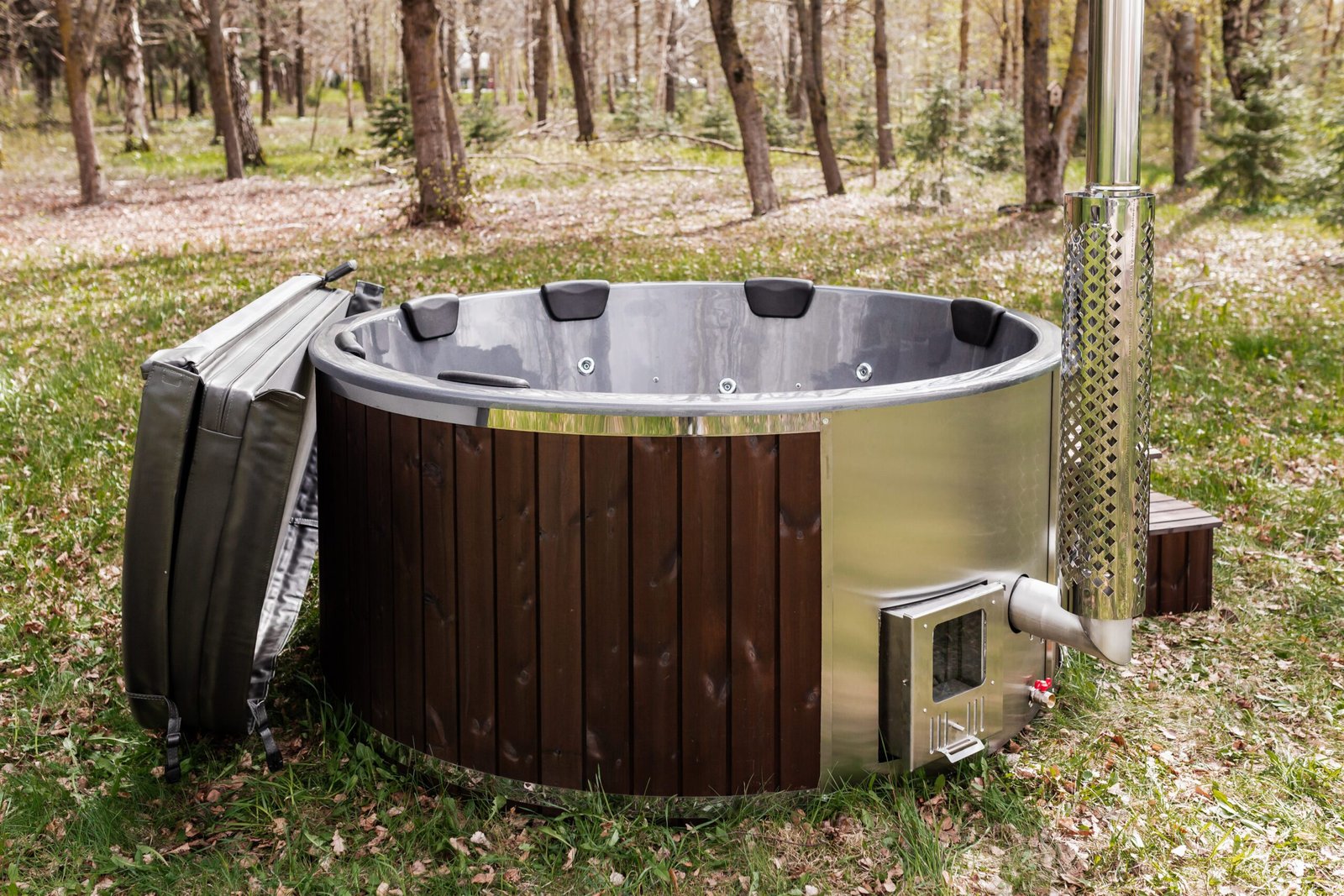 Fiberglass round hot tub (integrated heater) – Thermo wood - 17