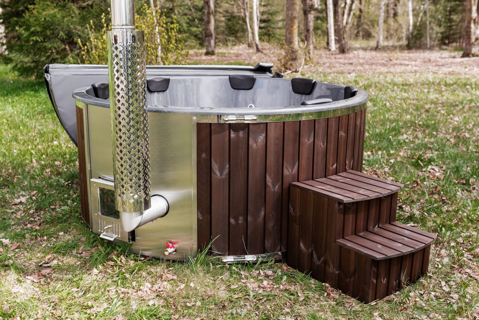 Fiberglass round hot tub (integrated heater) – Thermo wood - 18