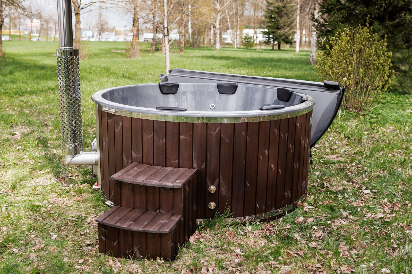 Fiberglass round hot tub (integrated heater) – Thermo wood - 19