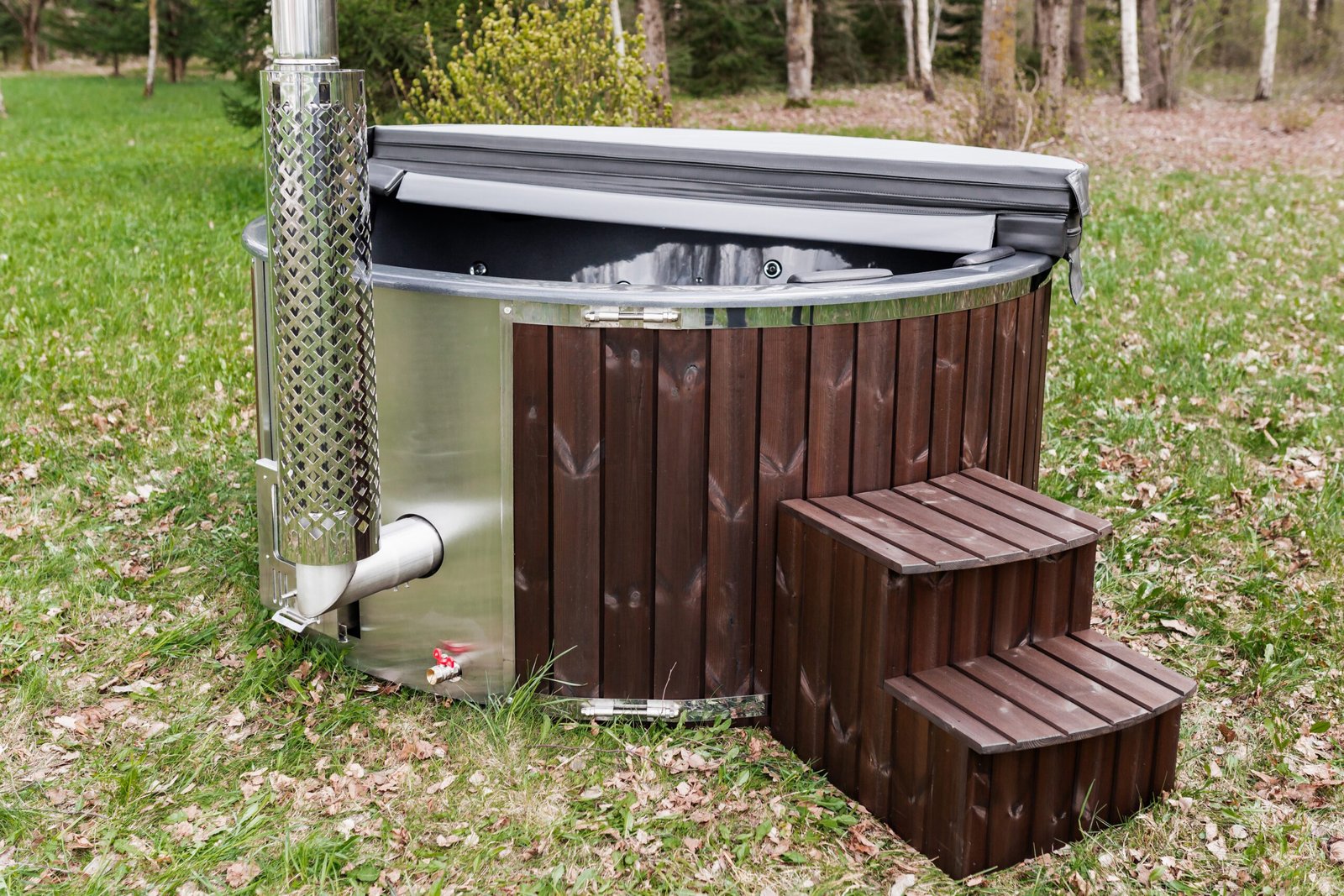 Fiberglass round hot tub (integrated heater) – Thermo wood - 8