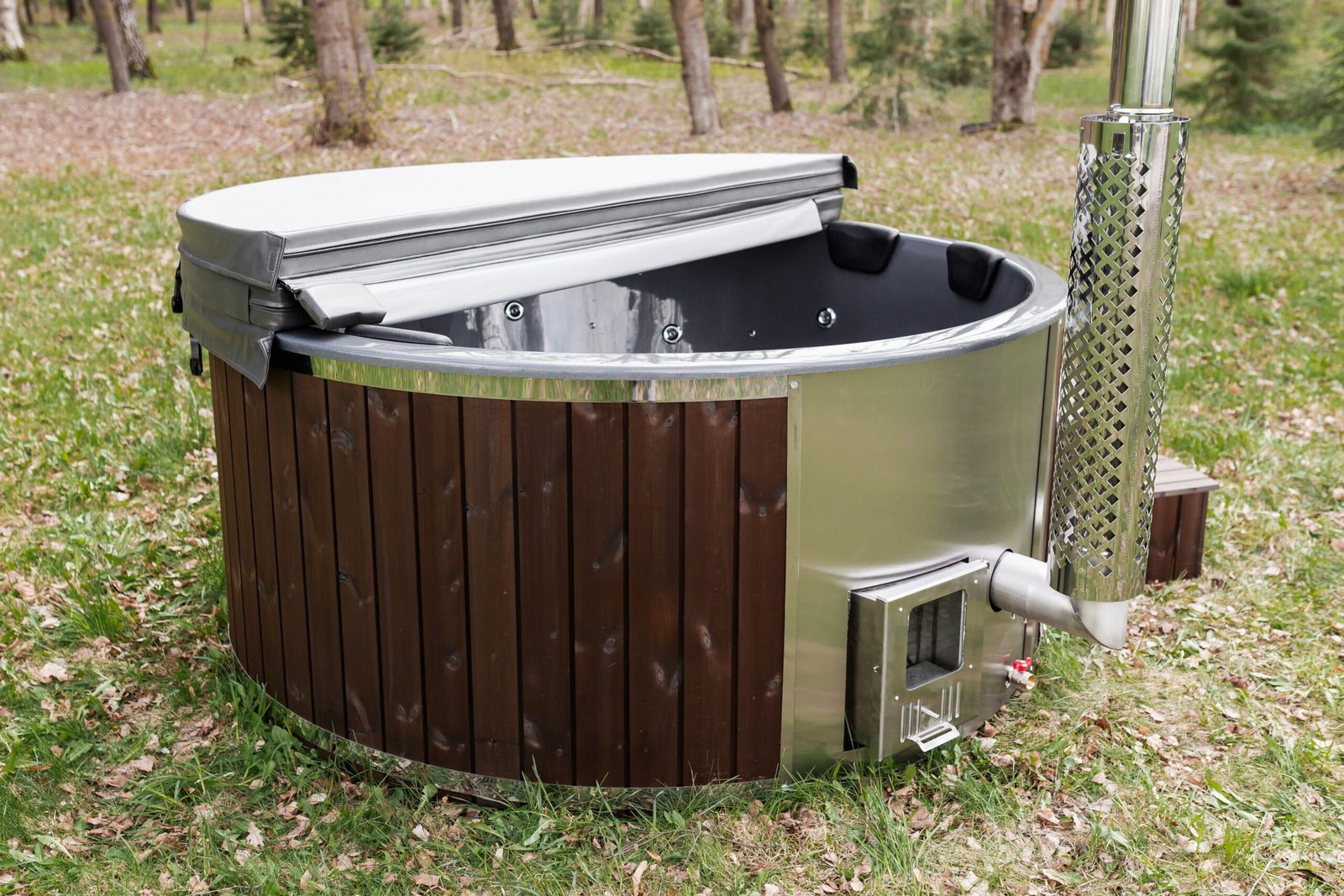 Fiberglass round hot tub (integrated heater) – Thermo wood - 9