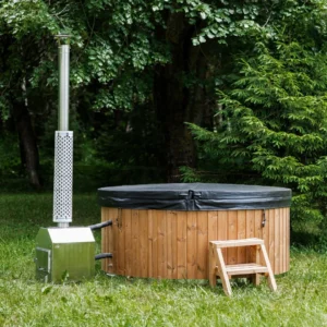 Fiberglass round hot tub (external heater) – Spruce wood
