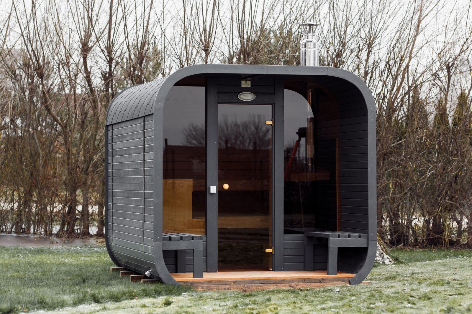 3M CUBE pirtis su terasÄ—le bei panoraminiu langu priekyje-2 3M CUBE sauna with a terrace