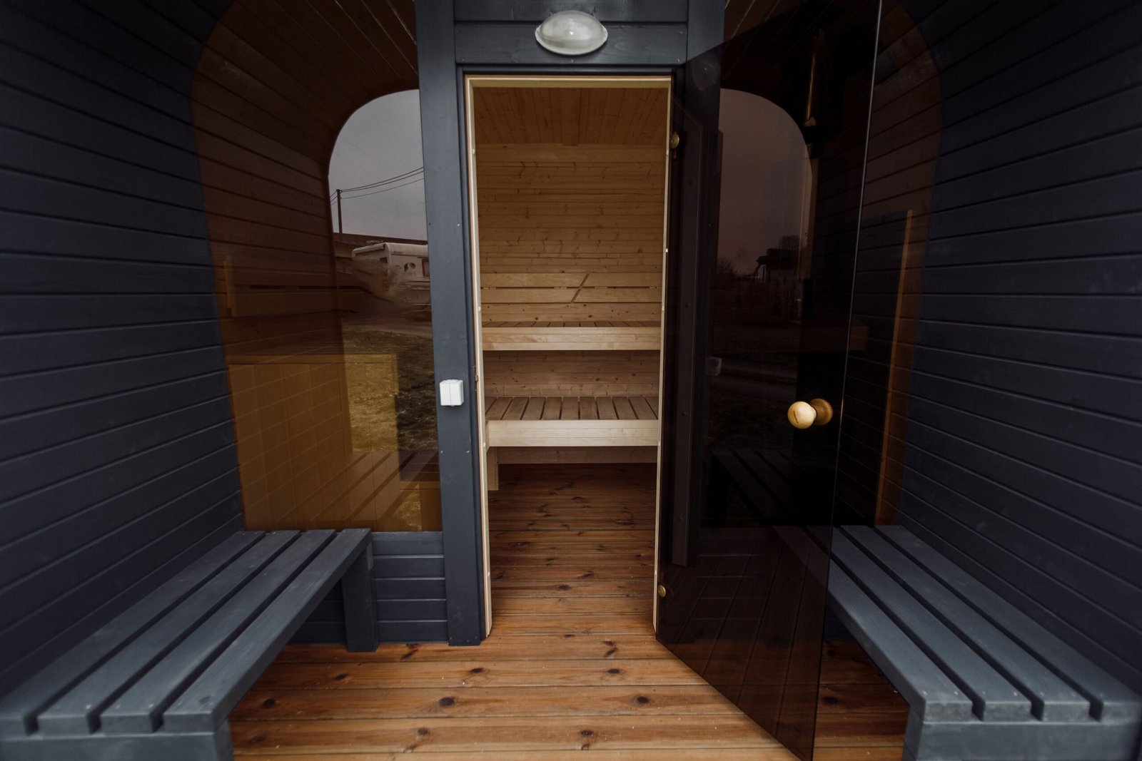 3M CUBE pirtis su terasÄ—le bei panoraminiu langu priekyje-28 3M CUBE sauna with a terrace