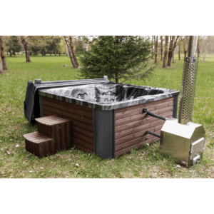 Acrylic square hot tub (external heater) 220×220 – Spruce wood